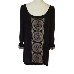 Alice by Temperley Rita silk embroidered tunic top with elastic cuff sle…